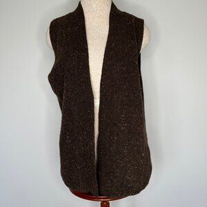 J. Jill Women's Wool and Cashmere Blend Sleeveless Brown Knit Vest Size Large